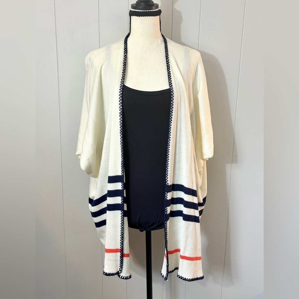 Marine Layer Wrap Poncho Kimono Cardigan Cream Stripes Desert Cabin Western OS